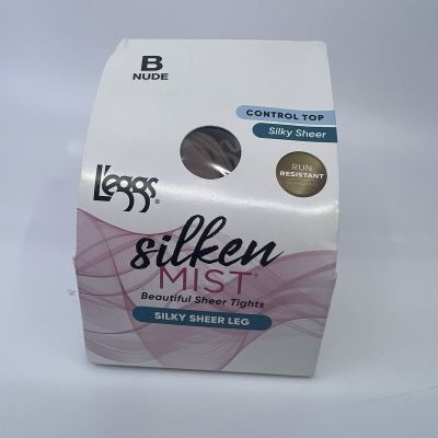 L'EGGS Silken Mist Silky Sheer Leg Control Top Pantyhose Run Resist: Size B Nude